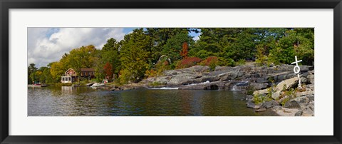 Framed Trees at the riverside, Moon River, Bala, Muskoka, Ontario, Canada Print