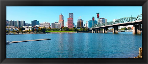 Framed Hawthorne Bridge across the Willamette River, Portland, Multnomah County, Oregon Print