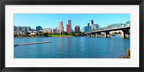 Framed Hawthorne Bridge across the Willamette River, Portland, Multnomah County, Oregon Print