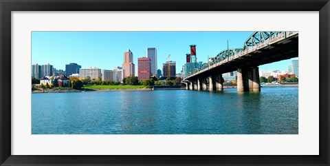 Framed Willamette River, Portland, Multnomah County, Oregon Print