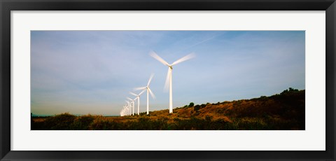 Framed Wind turbines in motion, Provence-Alpes-Cote d&#39;Azur, France Print