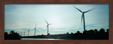 Framed Wind turbines in motion at dusk, Provence-Alpes-Cote d&#39;Azur, France Print