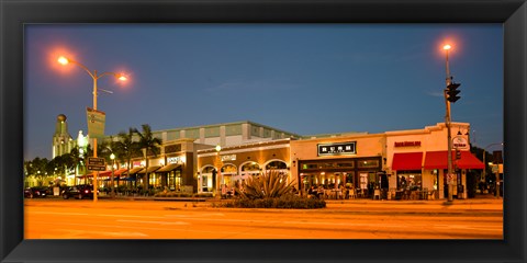 Framed Night scene of Downtown Culver City, Culver City, Los Angeles County, California, USA Print