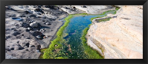 Framed Stream flowing through a rocky landscape, Point Lobos State Reserve, Carmel, Monterey County, California Print