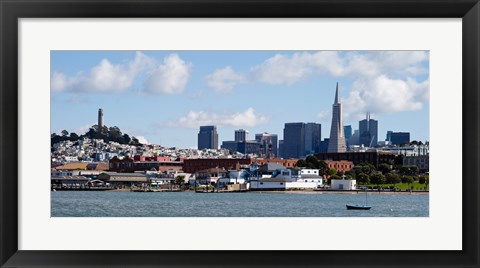 Framed Buildings at the waterfront, Transamerica Pyramid, Coit Tower, Fisherman&#39;s Wharf, San Francisco, California, USA Print