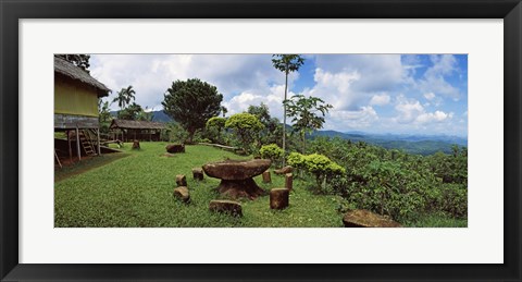 Framed Stone table with seats, Flores Island, Indonesia Print