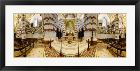 Framed Interiors of the basilica, Notre Dame De La Garde, Marseille, Bouches-du-Rhone, Provence-Alpes-Cote D&#39;Azur, France Print