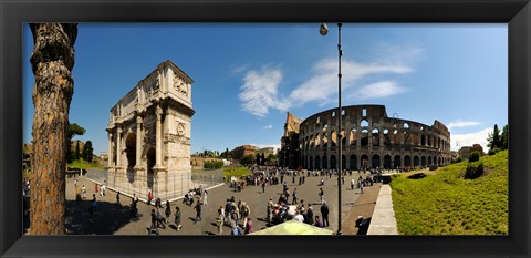 Framed Historic Coliseum and Arch of Constantine, Rome, Lazio, Italy Print