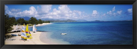 Framed High angle view of the beach, Kailua Beach, Oahu, Hawaii, USA Print