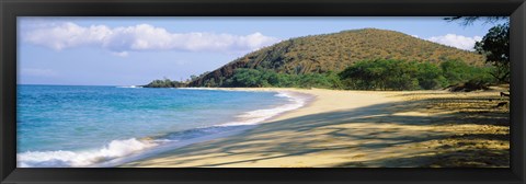 Framed Surf on the beach, Big Beach, Makena, Maui, Hawaii, USA Print