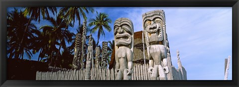 Framed Totem poles, Puuhonua O Honaunau National Historical Park, Hawaii, USA Print