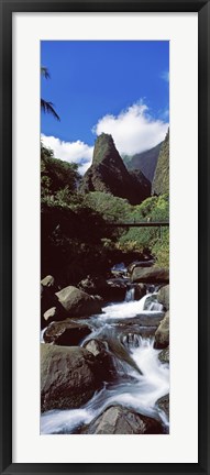 Framed Stream flowing through a valley, Iao Needle, Iao Valley, Wailuku, Maui, Hawaii, USA Print