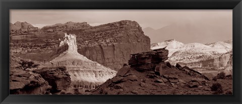 Framed Capitol Reef National Park, Utah (black &amp; white) Print