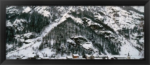 Framed Houses in a village in winter, Tasch, Valais Canton, Switzerland Print