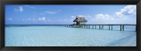 Framed Jetty and Dive Shack at Tikehau Village, Tuamotu Archipelago, French Polynesia Print