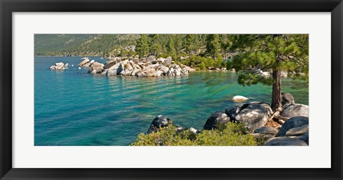 Framed Boulders at Sand Harbor, Lake Tahoe, Nevada, USA Print