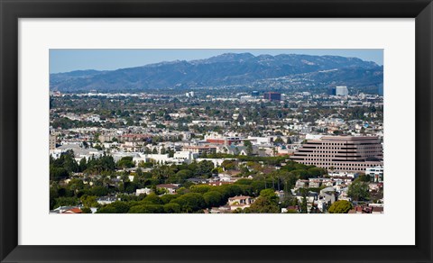 Framed High angle view of a city, Culver City, Santa Monica Mountains, Los Angeles County, California, USA Print