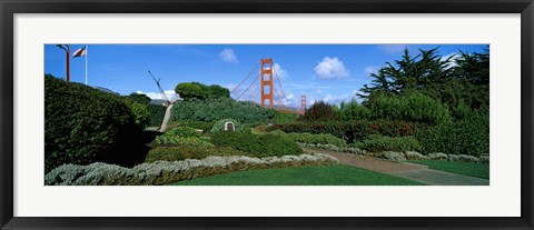 Framed Suspension bridge, Golden Gate Bridge, San Francisco Bay, San Francisco, California, USA Print