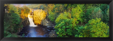 Framed Waterfall in a forest, High Force, River Tees, Teesdale, County Durham, England Print