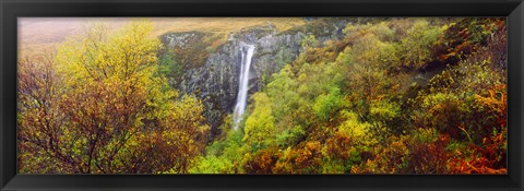 Framed Waterfall in autumn, Eas Mor, Allt Coire Na Banachdich, Glen Brittle, Isle Of Skye, Inner Hebrides, Scotland Print