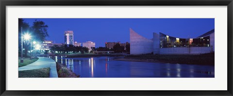 Framed Downtown Wichita at night, Kansa Print