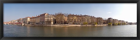 Framed Quai du Marechal Joffre along the Saone River, Lyon, Rhone, Rhone-Alpes, France Print