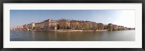 Framed Quai du Marechal Joffre along the Saone River, Lyon, Rhone, Rhone-Alpes, France Print