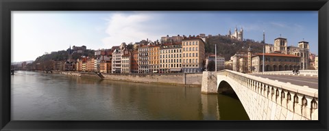 Framed Bonaparte Bridge over the Saone River, Lyon, Rhone, Rhone-Alpes, France Print