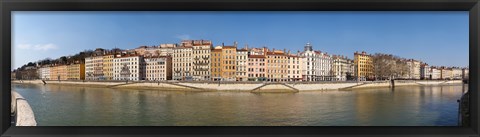 Framed Buildings at the waterfront, Saone River, Lyon, Rhone, Rhone-Alpes, France Print