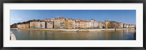 Framed Buildings at the waterfront, Saone River, Lyon, Rhone, Rhone-Alpes, France Print