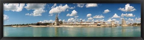 Framed Three towers at the port of La Rochelle, Charente-Maritime, Poitou-Charentes, France Print