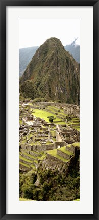 Framed High angle view of an archaeological site, Machu Picchu, Cusco Region, Peru Print