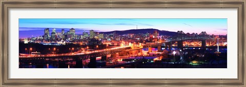 Framed Jacques Cartier Bridge with city lit up at dusk, Montreal, Quebec, Canada 2012 Print