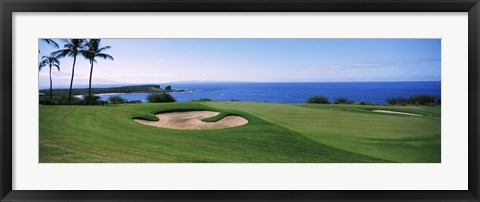 Framed Manele Golf course, Lanai City, Hawaii, USA Print