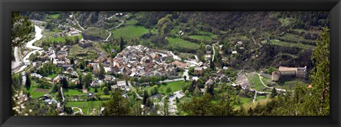 Framed High angle view of a town, Annot, Alpes-de-Haute-Provence, Provence-Alpes-Cote d&#39;Azur, France Print