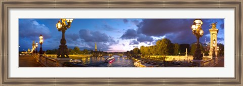 Framed 360 degree view of the Pont Alexandre III bridge at dusk, Seine River, Paris, Ile-de-France, France Print