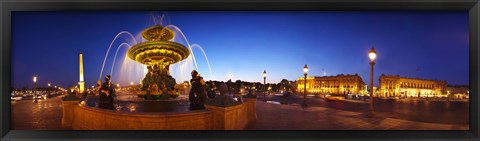 Framed Place de la Concorde at dusk, Paris, Ile-de-France, France Print