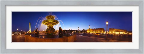 Framed Place de la Concorde at dusk, Paris, Ile-de-France, France Print