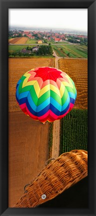 Framed High angle view of a hot air balloon on field, Metz, Moselle, Lorraine, France Print