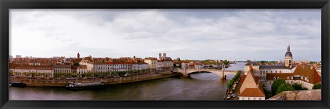 Framed Buildings at the waterfront, Chalon-Sur-Saone, Saone-Et-Loire, Burgundy, France Print