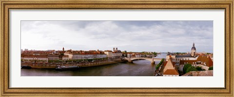Framed Buildings at the waterfront, Chalon-Sur-Saone, Saone-Et-Loire, Burgundy, France Print