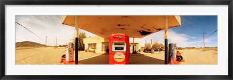 Framed Closed gas station, Route 66, USA Print