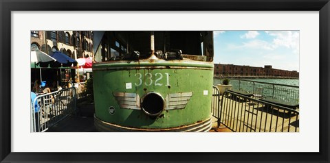 Framed Old train car on display, Red Hook, Brooklyn, Manhattan, New York City, New York State, USA Print