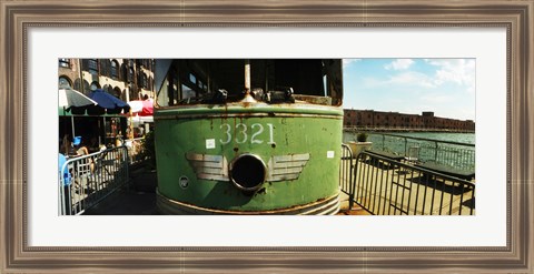 Framed Old train car on display, Red Hook, Brooklyn, Manhattan, New York City, New York State, USA Print