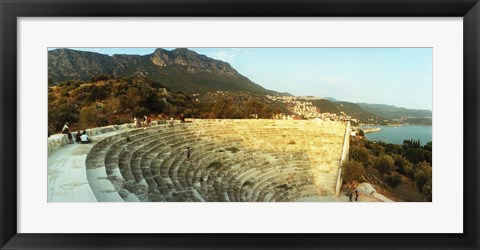 Framed Ancient antique theater at sunset with the Mediterranean sea in the background, Kas, Antalya Province, Turkey Print