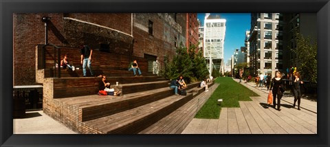 Framed People on the street in a city, High Line, Chelsea, Manhattan, New York City, New York State, USA Print