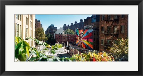 Framed Buildings around a street from the High Line in Chelsea, New York City, New York State, USA Print