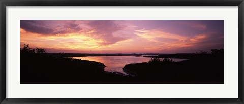 Framed Lake Travis at dusk - Pink Sky, Austin, Texas Print