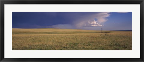 Framed Lone windmill in a field, New Mexico, USA Print