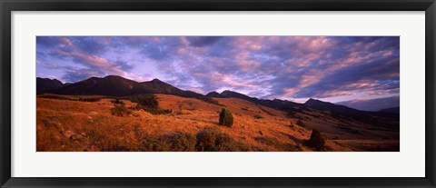 Framed Clouds over mountainous landscape at dusk, Montana, USA Print